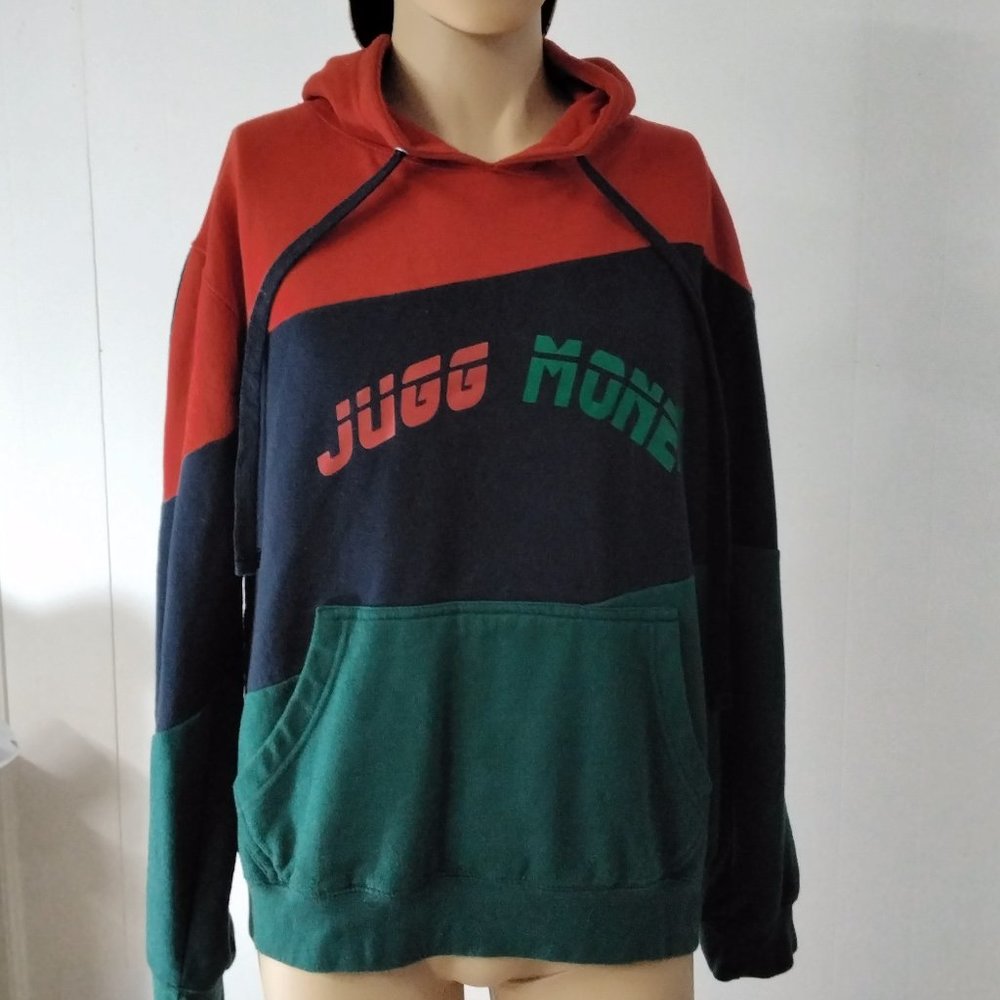 Carbon Men Sweatshirt Hoodie Size L Warm front pockets Jugg Money Long Sleeves